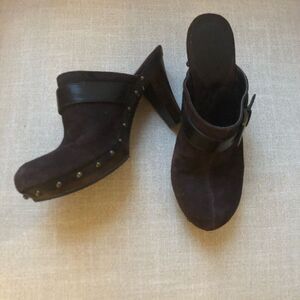 Bandolino Divara Clog Heels Brown Suede 8